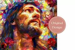 Stained Glass Flowers Tumbler, Jesus Sublimation Tumbler Product Image 2