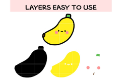 Cute Baby Banana SVG Bundle | Kawaii Fruit Clipart Product Image 2