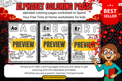 alphabet coloring pages worksheets for kids back to school Product Image 2