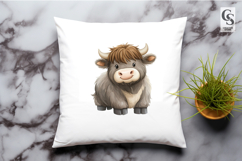 Cute Highland Cow Watercolor Farm Animal PNG Clipart Product Image 3