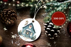 Watercolor Christmas House Ornament, Winter House PNG Product Image 2