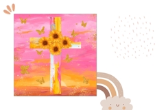 Wooden Cross Pillow Case Design, Sunflowers Pillow Template Product Image 2