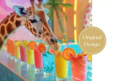 Funny Giraffe Tumbler Wrap, Summer Animals Tumbler PNG Product Image 2