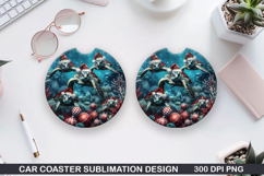 Diving Car Coaster Sublimation| Christmas Coaster PNG Product Image 1
