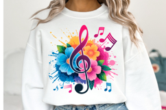 Music &amp; Flowers svg Design | Svg Cut Files | Shirt Svg Product Image 3