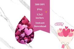 3D Hearts Teardrop Earrings, Love Earring Sublimation Design Product Image 2