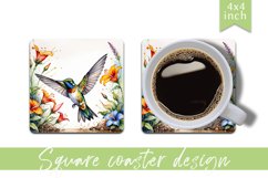 Watercolor hummingbird Square Coaster|sublimation design Product Image 1