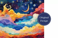 Art Moon Tumbler Wrap Design, Night Sky Tumbler Sublimation Product Image 2