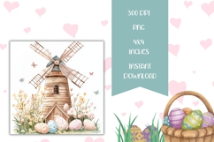 Easter Bunny Square Coasters, Watercolor Easter Sublimation Product Image 2