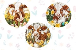 Stained Glass Easter Cow Keychain Designs, Cow Sublimation Product Image 2