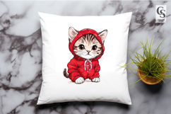 Cute Kitten in Red Outfit Clipart Sublimation PNG Product Image 3