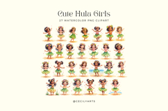 Watercolor Cute Hula Girl Cliparts Bundle Product Image 2