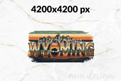 Wyoming State PNG, Vintage Mountain Bison Sublimation Product Image 2