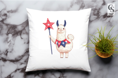 Watercolor Patriotic Llama Clipart PNG Product Image 2