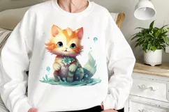 Adorable Cat Mermaid Clipart, Watercolor Clipart Product Image 2