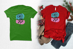 Abstract Blue Pink Floral Line Art Embroidery Design Product Image 2