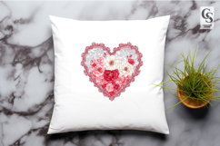 Lace Red Floral Heart Watercolor Clipart Sublimation PNG Product Image 3