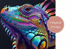 Colorful Iguana Tumbler Wrap, Tropical Tumbler Sublimation Product Image 2