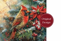 Christmas Bird Tumbler Design, Winter Forest Tumbler Wrap Product Image 2