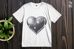 Silver Glitter Heart Sparkle Clipart Sublimation PNG Product Image 2