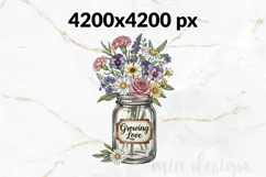 Growing Love PNG, Vintage Floral Sublimation Design Product Image 2