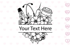 Floral Nurse Svg , Flower Svg, Floral Nurse Split Monogram Product Image 1