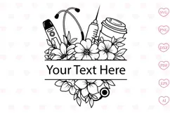 Floral Nurse Svg , Flower Svg, Floral Nurse Split Monogram Product Image 1