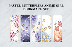 Pastel Butterflies Anime Girl Bookmark Set,Kawaii Aesthetic Product Image 2