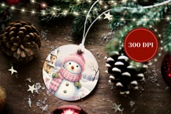 Christmas Round Ornament PNG, Christmas Snowman Ornament Product Image 2