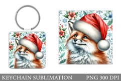 Christmas Fox Keychain. Christmas Keychain Design Product Image 1