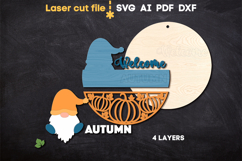 Autumn Gnome Welcome SVG laser cut files for Glowforge Product Image 2