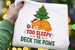 Orange Cat Christmas PNG, Too Sleepy To Deck The Paws PNG Product Image 4