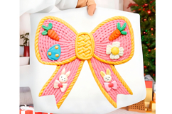 Faux Yarn Crochet Happy Easter PNG Easter Coquette Bow PNG Product Image 3