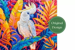 Cockatoo Tumbler Wrap Design, Tropical Birds Sublimation Product Image 2