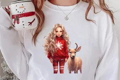 Cute Christmas Little Girl Sublimation Clipart Product Image 2