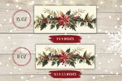 Floral Christmas Mug Wrap, Watercolor Poinsettia Mug Design Product Image 2