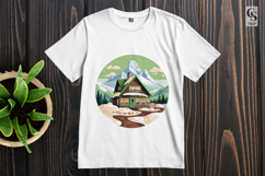 Mountain Cabin Landscape Clipart Sublimation PNG Product Image 2