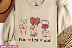 Peace Love Wine PNG, Wine Lover Sublimation PNG Product Image 1