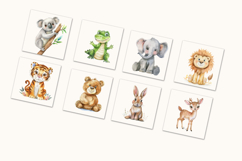Whimsical Animal Clipart Set 20 Watercolor PNGs for Nursery Product Image 2