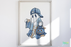 Retro Halloween Blue Denim Ghost Sublimation Clipart Product Image 5