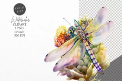 Dragonfly clipart, Flower clipart, Summer clipart Product Image 1