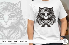 Majestic Cat Line Art with Braided Hair Product Image 2