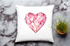 Pink Crystal Heart Clipart Sublimation PNG Product Image 2