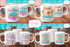 Book lover mug wrap sublimation PNG BUNDLE, book nerd mugs Product Image 3