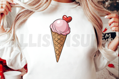 Pink Ice Cream Cone Topped With A Red Heart Illustration Product Image 2