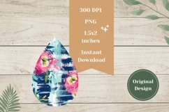 Floral Teardrop Earrings Design, Flowers Teardrop Earrings Product Image 2