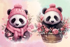 Pink Christmas Panda Clipart Bundle Product Image 3