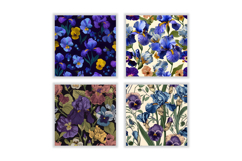 Iris &amp; Pansy Flower Digital Paper | Flower Pattern Product Image 2