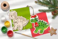 Christmas Dino Stegosaurus Ornament Laser Scoring Engraving Product Image 3