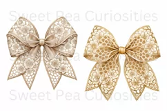 Bows, Gold, Cream, Ephemera, PNG, Flower, Clipart Product Image 2